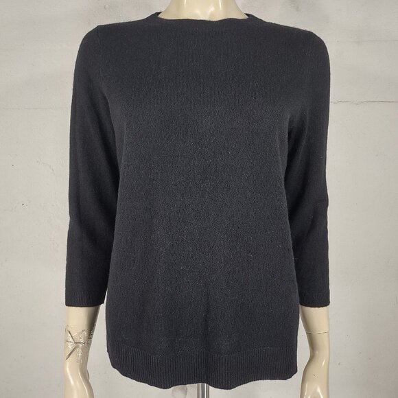 Talbots black 100% Cashmere 3/4 sleeve round neck pullover sweater ladies Medium - Picture 1 of 7
